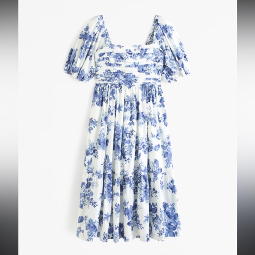 NWT The A&F Emerson Poplin Puff Sleeve Midi Dress